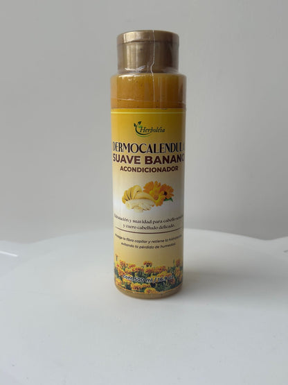 Acondicionador sin sal ni siliconas con banano y caléndula para cabello delicado"