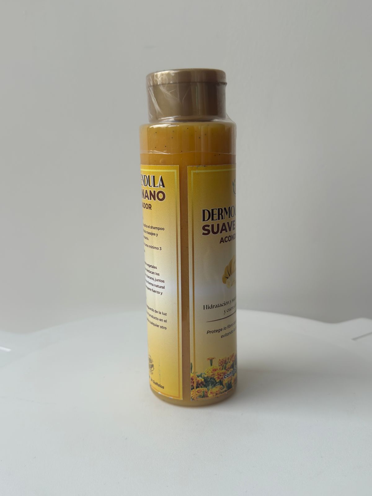 Acondicionador sin sal ni siliconas con banano y caléndula para cabello delicado"